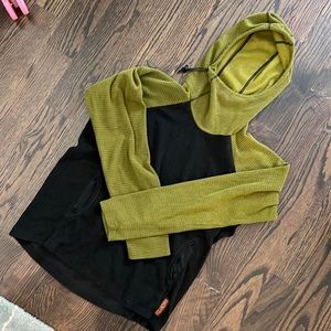 Melanzana micro grid hoodie. Men's small but I wore (fits like a women's medium)